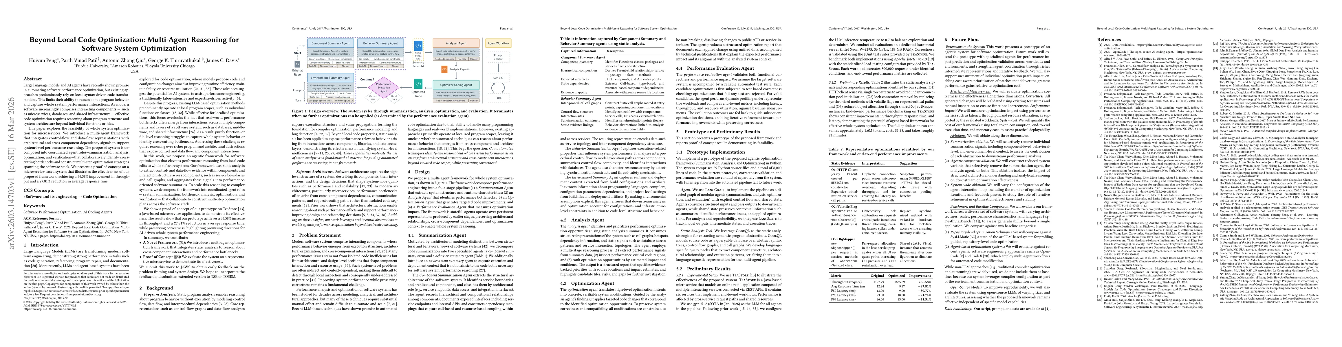 Thumbnail for Beyond Local Code Optimization: Multi-Agent Reasoning for Software System Optimization
