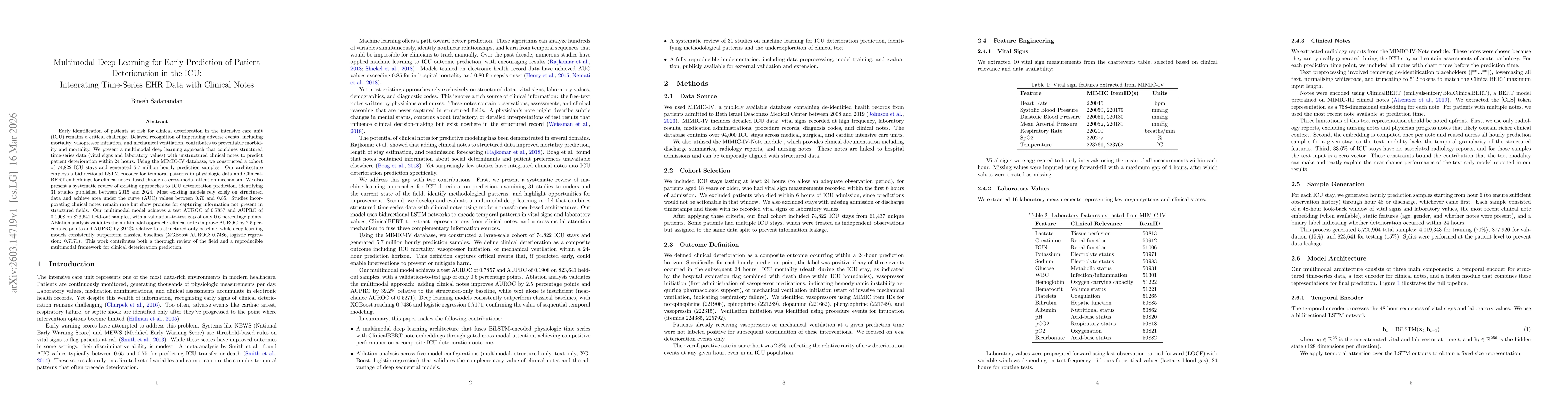 Thumbnail for Multimodal Deep Learning for Early Prediction of Patient Deterioration in the ICU: Integrating Time-Series EHR Data with Clinical Notes