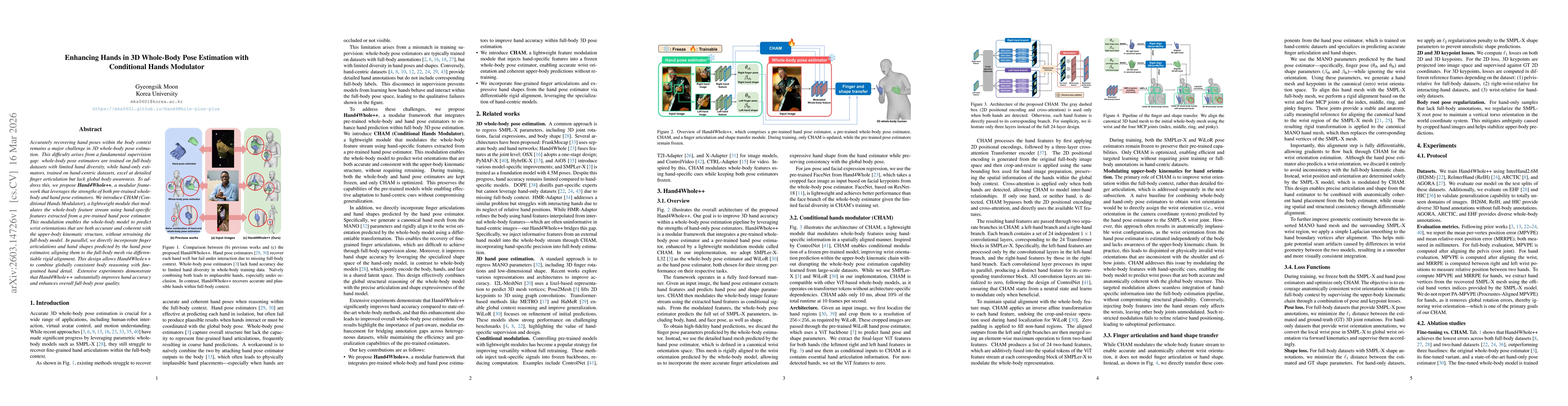 Thumbnail for Enhancing Hands in 3D Whole-Body Pose Estimation with Conditional Hands Modulator