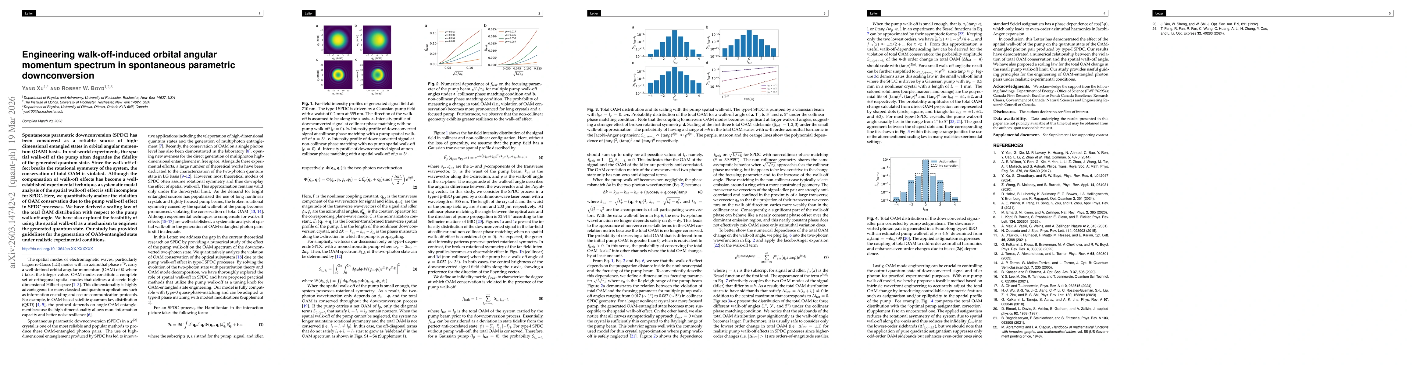 Thumbnail for Engineering walk-off-induced orbital angular momentum spectrum in spontaneous parametric downconversion