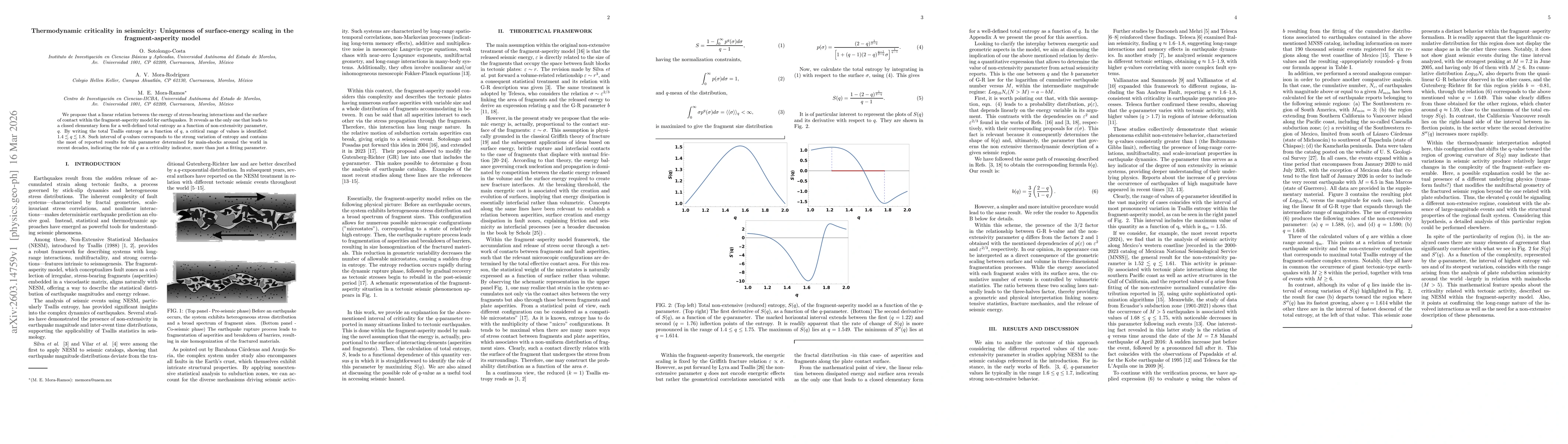 Thumbnail for Thermodynamic criticality in seismicity: Uniqueness of surface-energy scaling in the fragment-asperity model