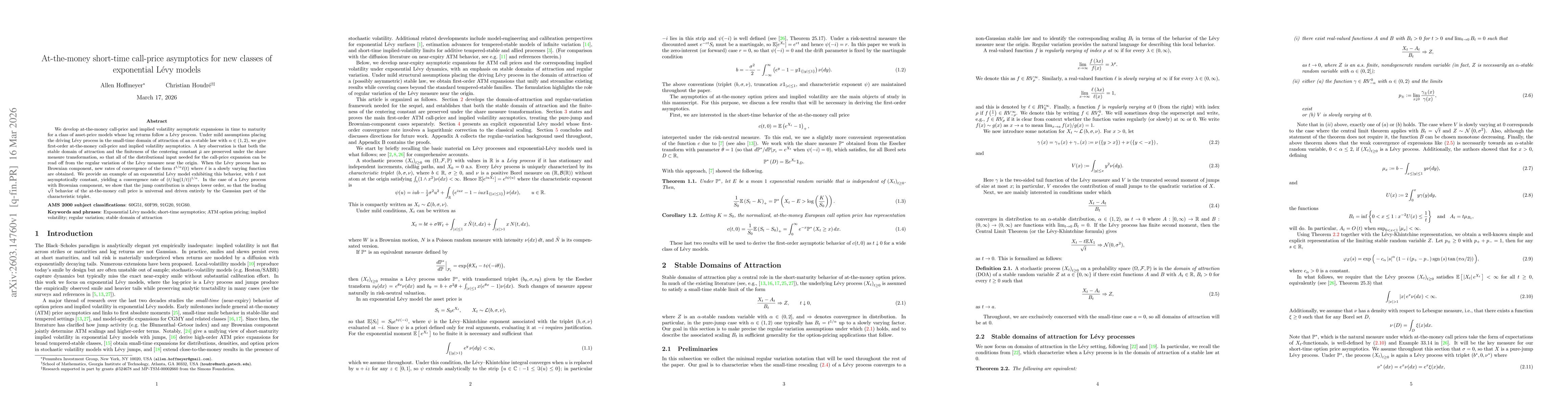Thumbnail for At-the-money short-time call-price asymptotics for new classes of exponential Lévy models