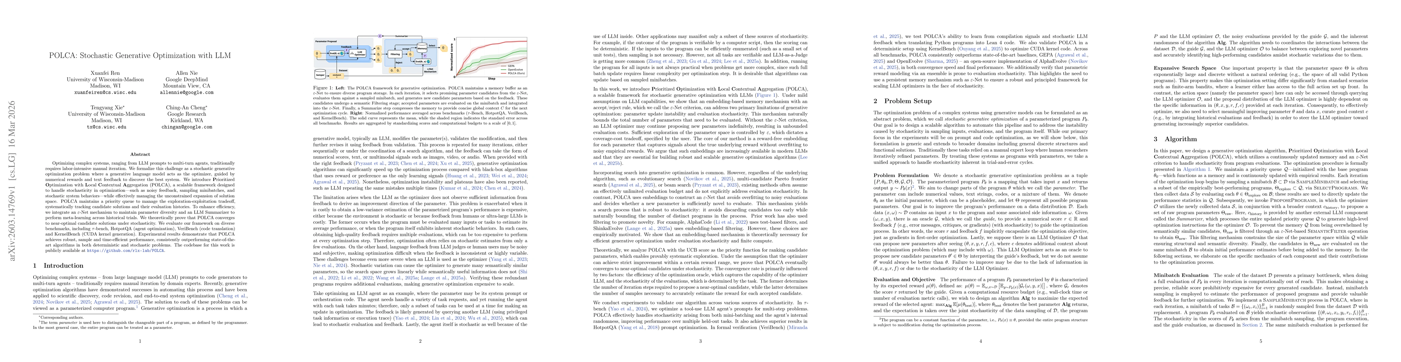 Thumbnail for POLCA: Stochastic Generative Optimization with LLM