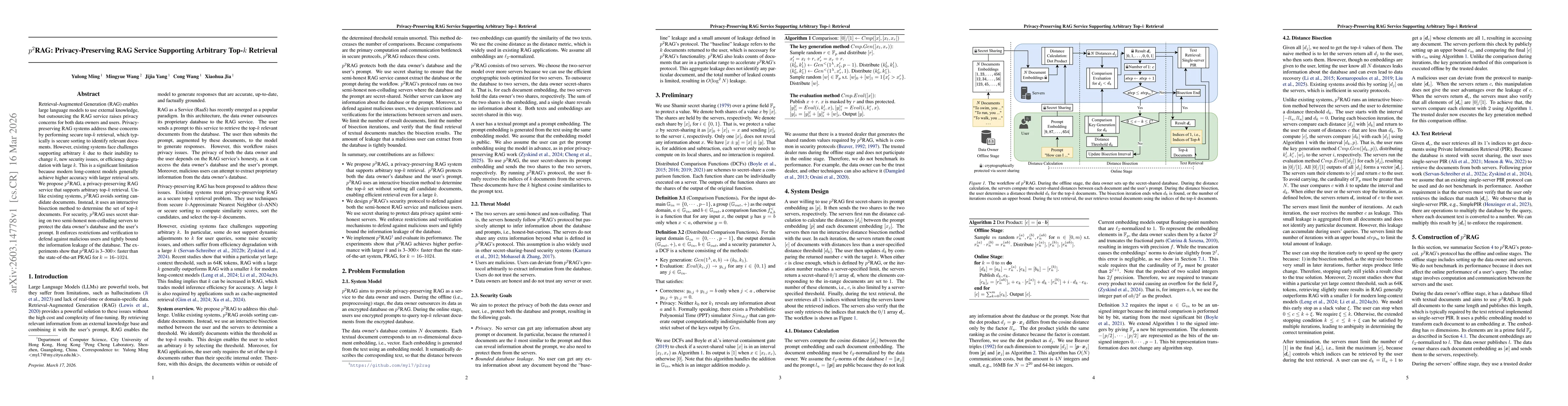 Thumbnail for $p^2$RAG: Privacy-Preserving RAG Service Supporting Arbitrary Top-$k$ Retrieval