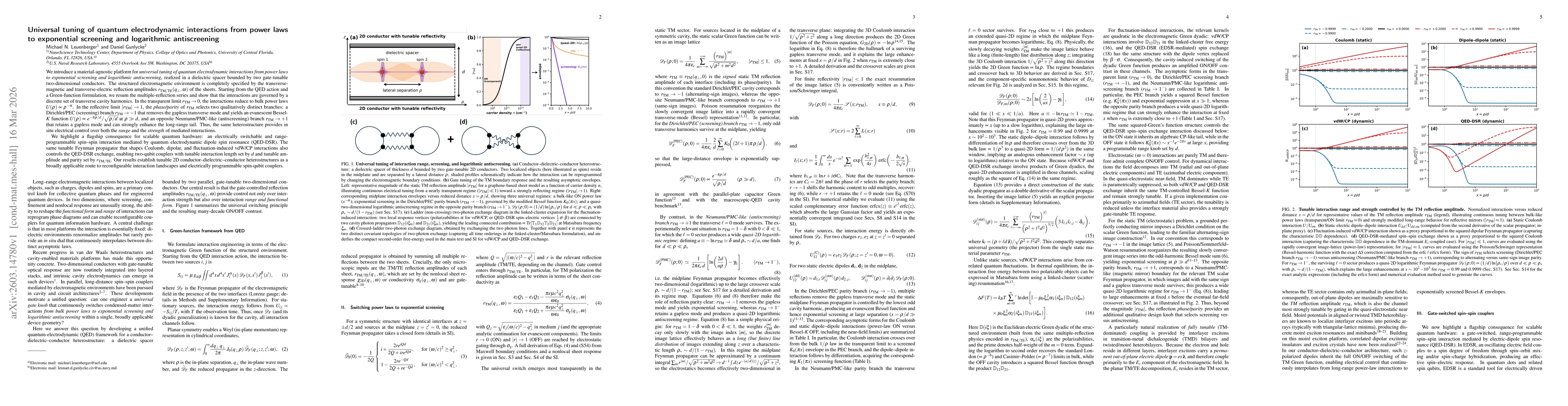 Thumbnail for Universal tuning of quantum electrodynamic interactions from power laws to exponential screening and logarithmic antiscreening