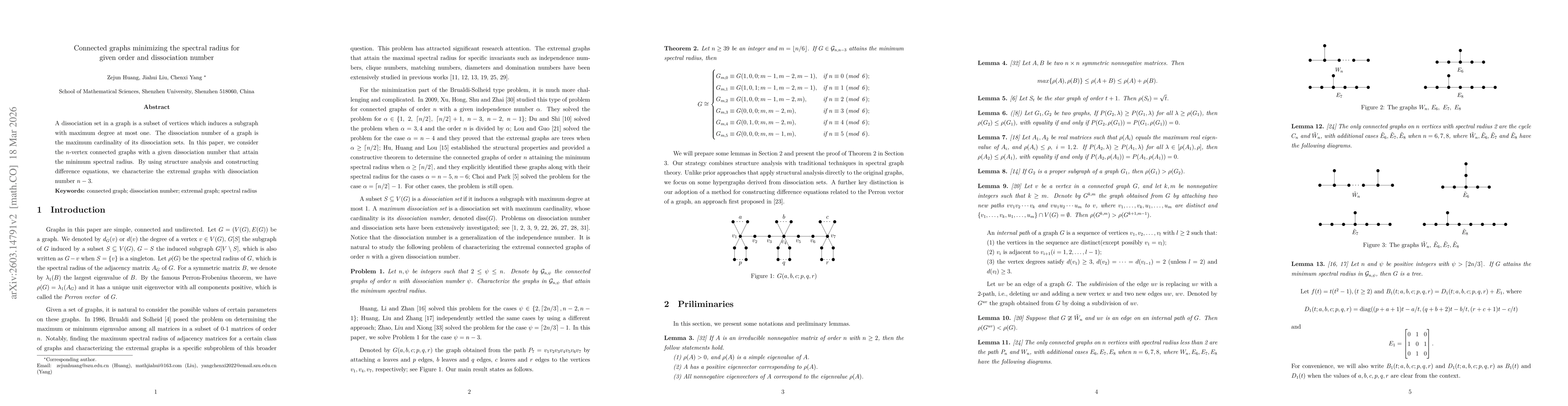 Thumbnail for Connected graphs minimizing the spectral radius for given order and dissociation number