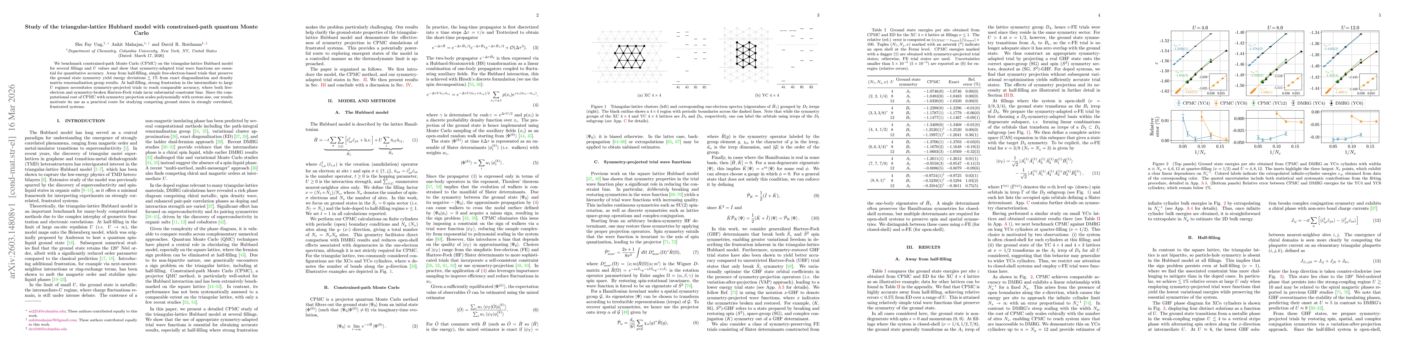Thumbnail for Study of the triangular-lattice Hubbard model with constrained-path quantum Monte Carlo
