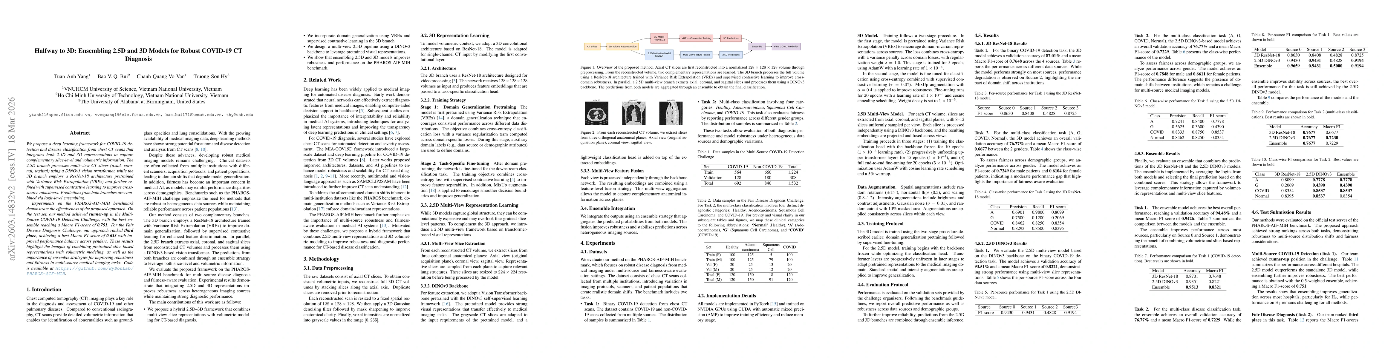 Thumbnail for Halfway to 3D: Ensembling 2.5D and 3D Models for Robust COVID-19 CT Diagnosis