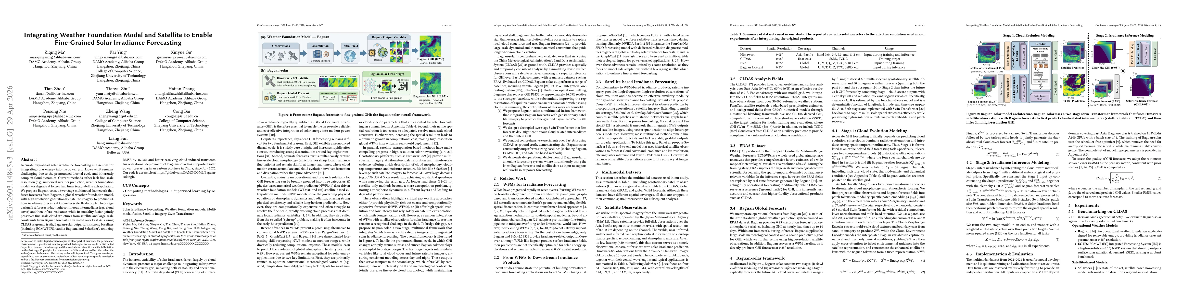 Thumbnail for IntegratingWeather Foundation Model and Satellite to Enable Fine-Grained Solar Irradiance Forecasting