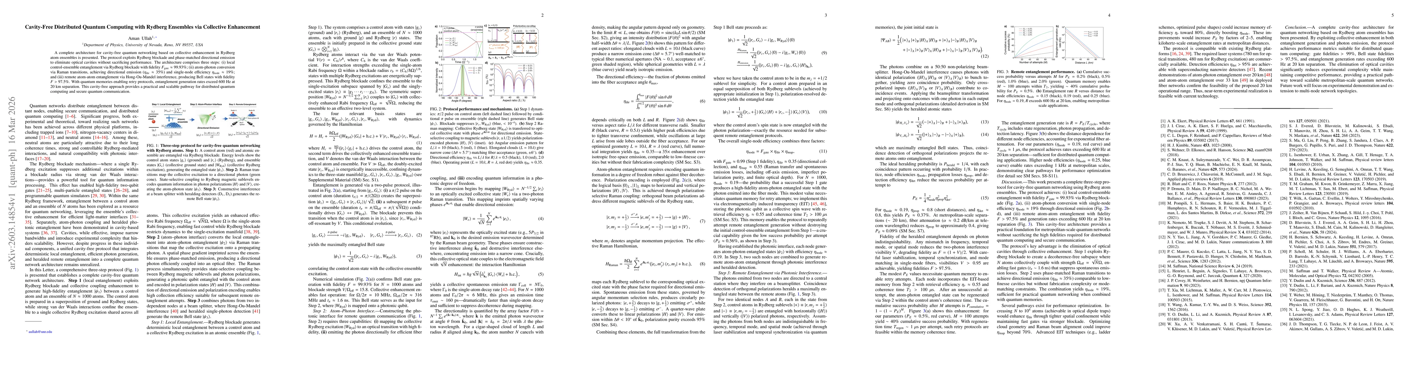 Thumbnail for Cavity-Free Distributed Quantum Computing with Rydberg Ensembles via Collective Enhancement
