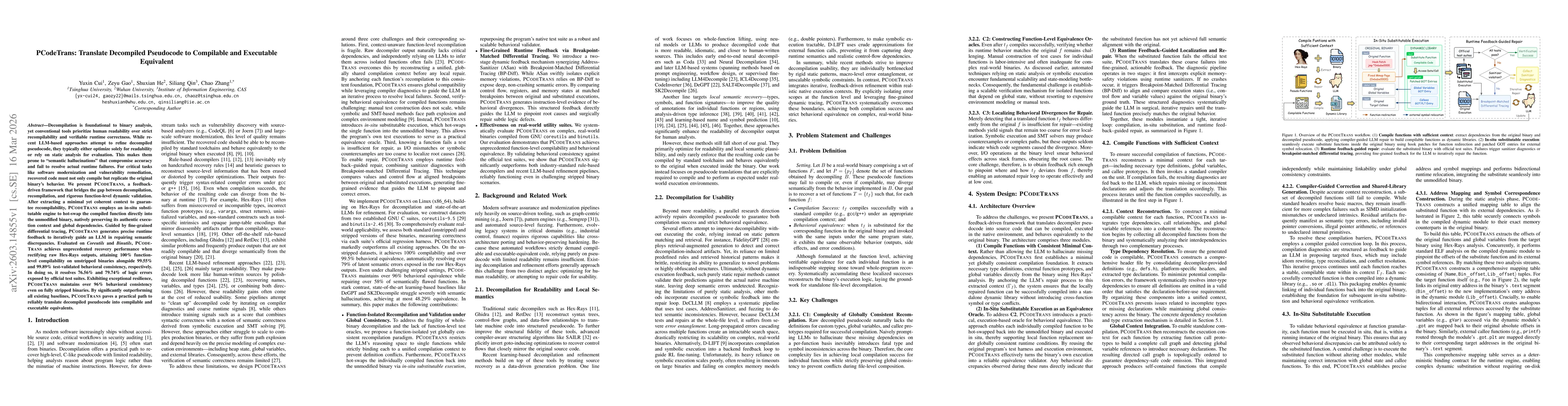 Thumbnail for PCodeTrans: Translate Decompiled Pseudocode to Compilable and Executable Equivalent