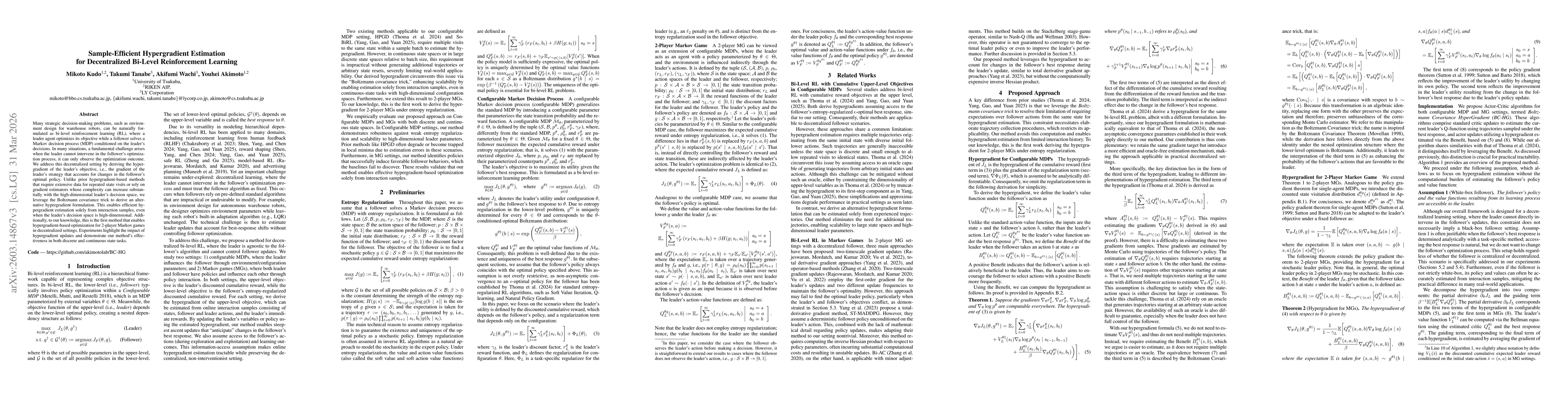 Thumbnail for Sample-Efficient Hypergradient Estimation for Decentralized Bi-Level Reinforcement Learning