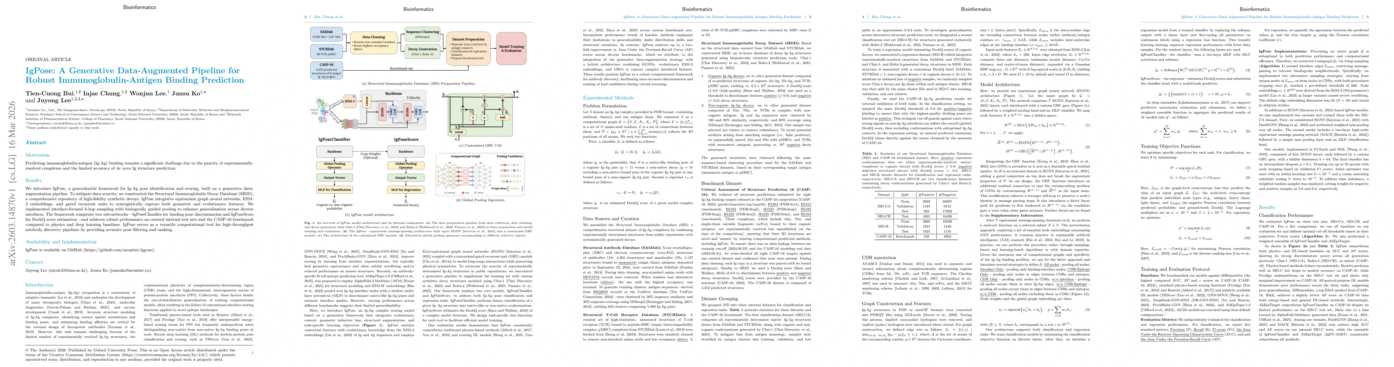 Thumbnail for IgPose: A Generative Data-Augmented Pipeline for Robust Immunoglobulin-Antigen Binding Prediction
