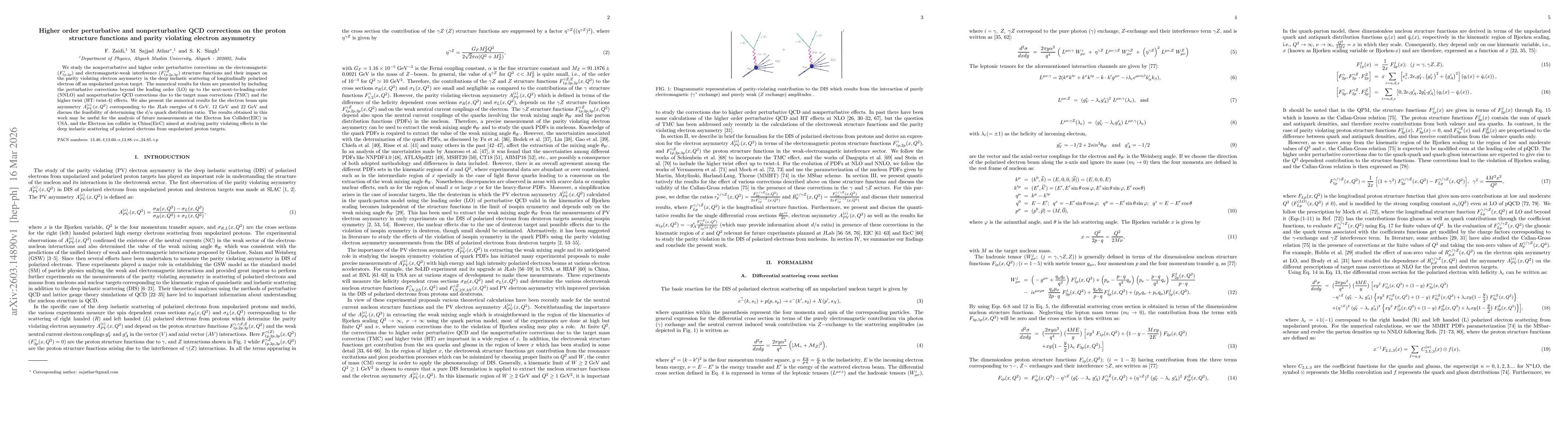 Thumbnail for Higher order perturbative and nonperturbative QCD corrections on the proton structure functions and parity violating electron asymmetry