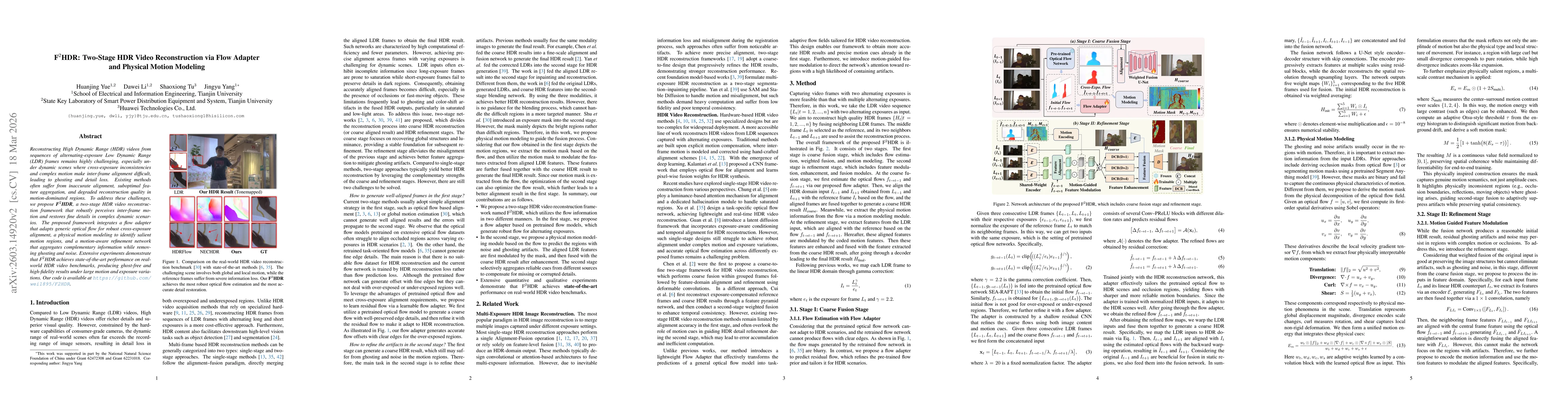 Thumbnail for $\text{F}^2\text{HDR}$: Two-Stage HDR Video Reconstruction via Flow Adapter and Physical Motion Modeling