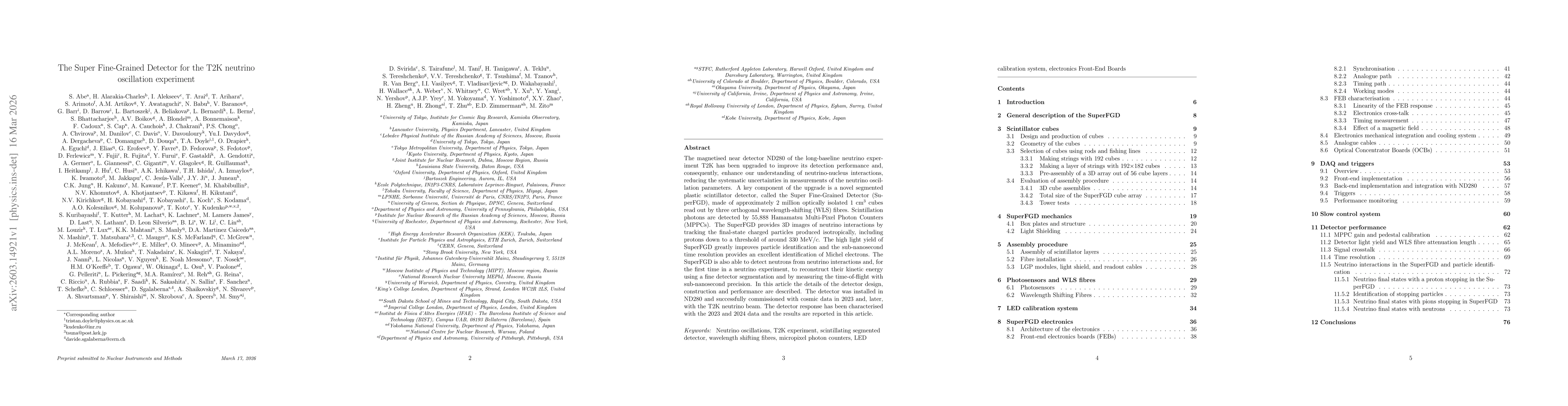 Thumbnail for The Super Fine-Grained Detector for the T2K neutrino oscillation experiment