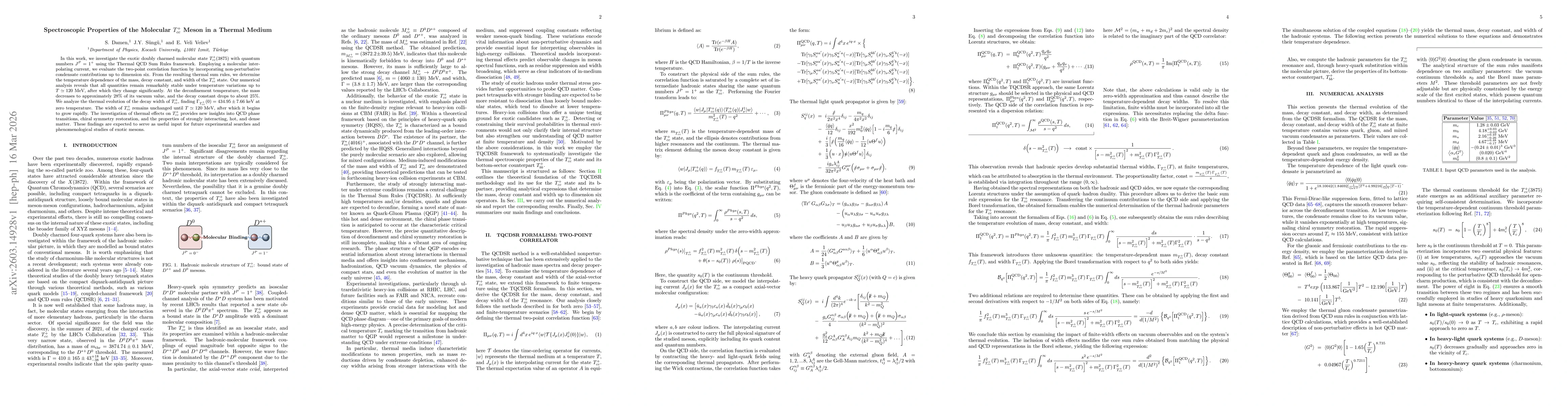 Thumbnail for Spectroscopic Properties of the Molecular $T_{cc}^{+}$ Meson in a Thermal Medium