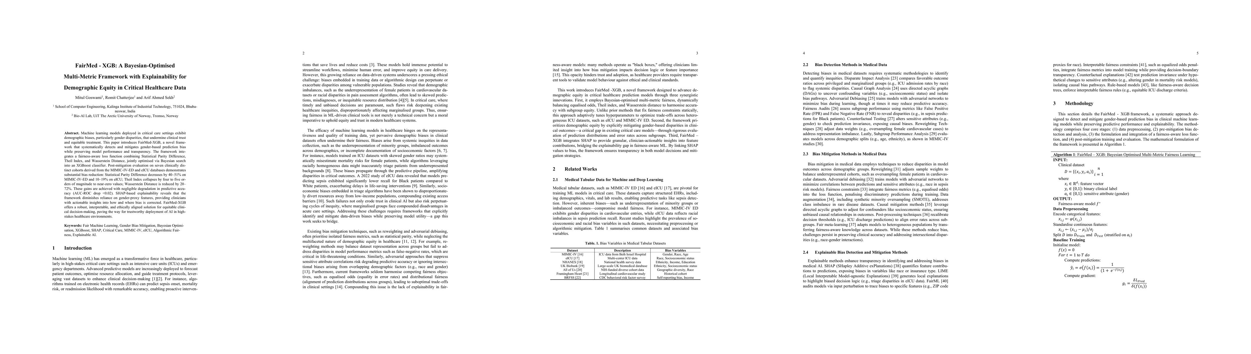 Thumbnail for FairMed-XGB: A Bayesian-Optimised Multi-Metric Framework with Explainability for Demographic Equity in Critical Healthcare Data