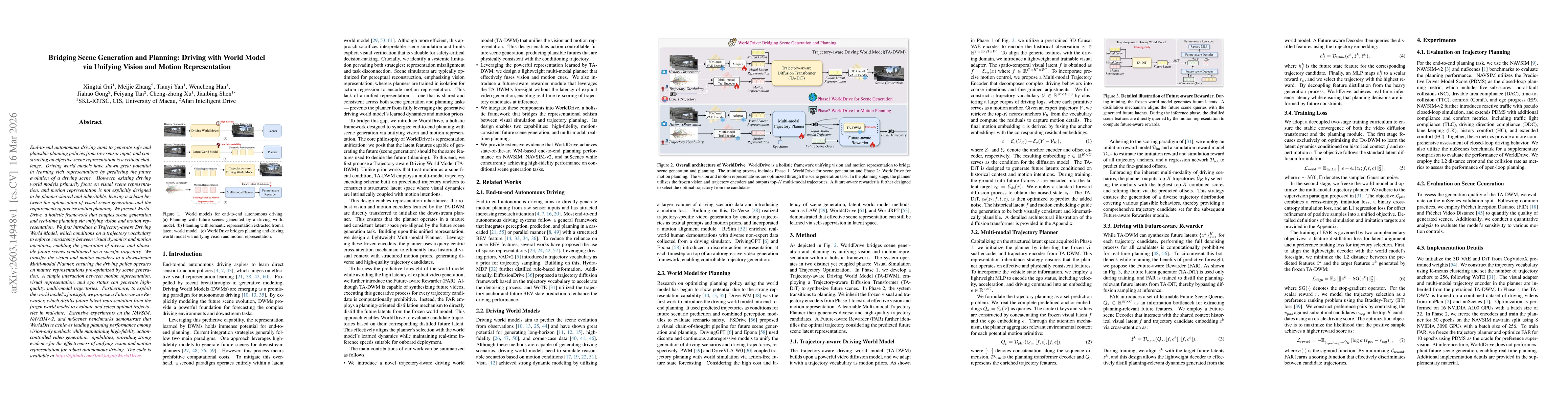 Thumbnail for Bridging Scene Generation and Planning: Driving with World Model via Unifying Vision and Motion Representation