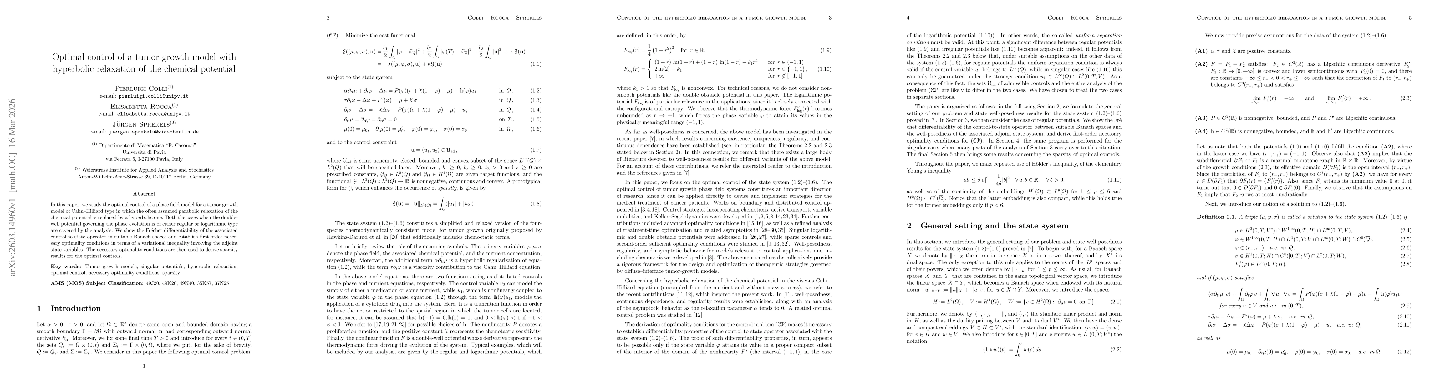 Thumbnail for Optimal control of a tumor growth model with hyperbolic relaxation of the chemical potential