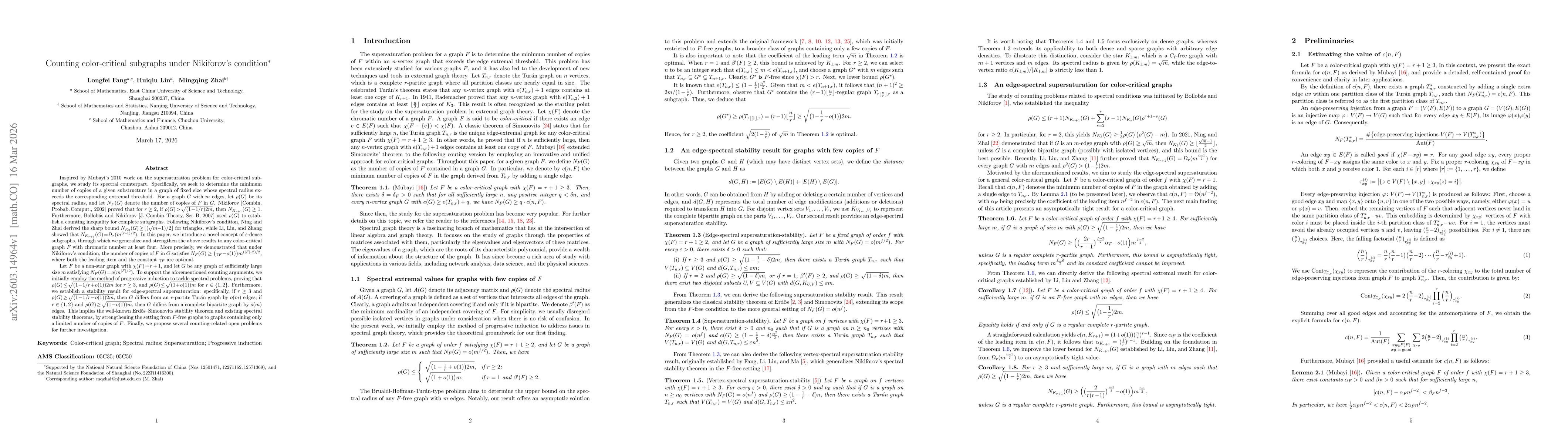 Thumbnail for Counting color-critical subgraphs under Nikiforov's condition