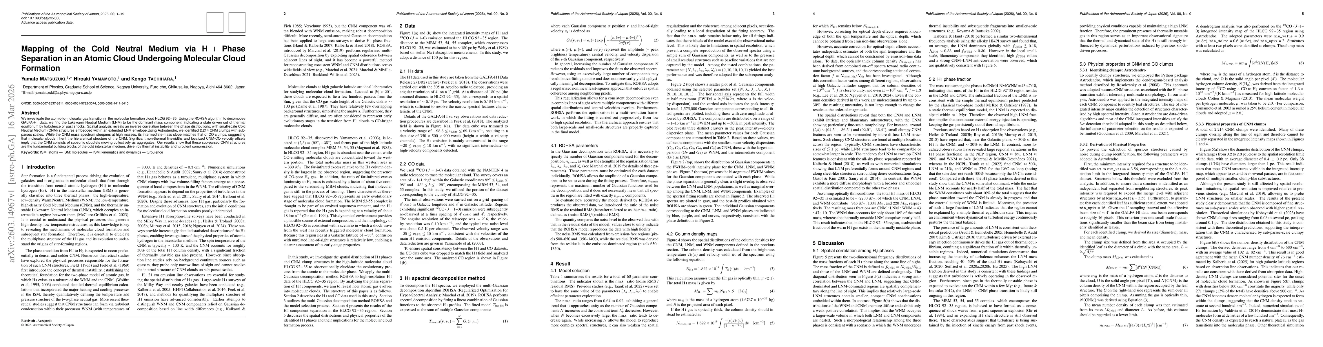 Thumbnail for Mapping of the Cold Neutral Medium via HI Phase Separation in an Atomic Cloud Undergoing Molecular Cloud Formation