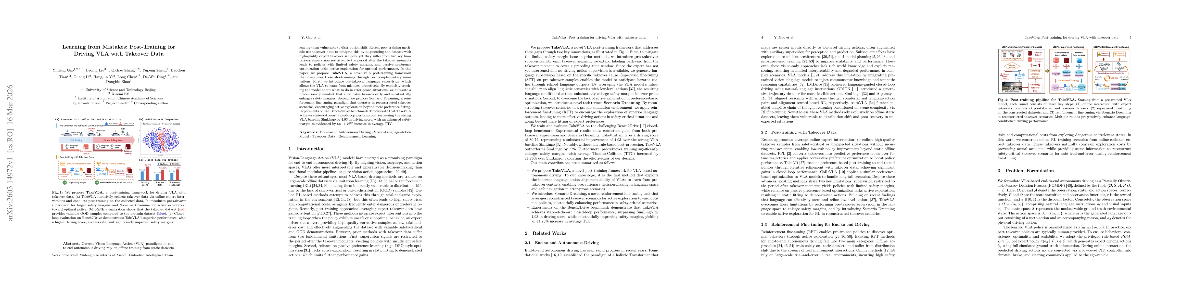 Thumbnail for Learning from Mistakes: Post-Training for Driving VLA with Takeover Data
