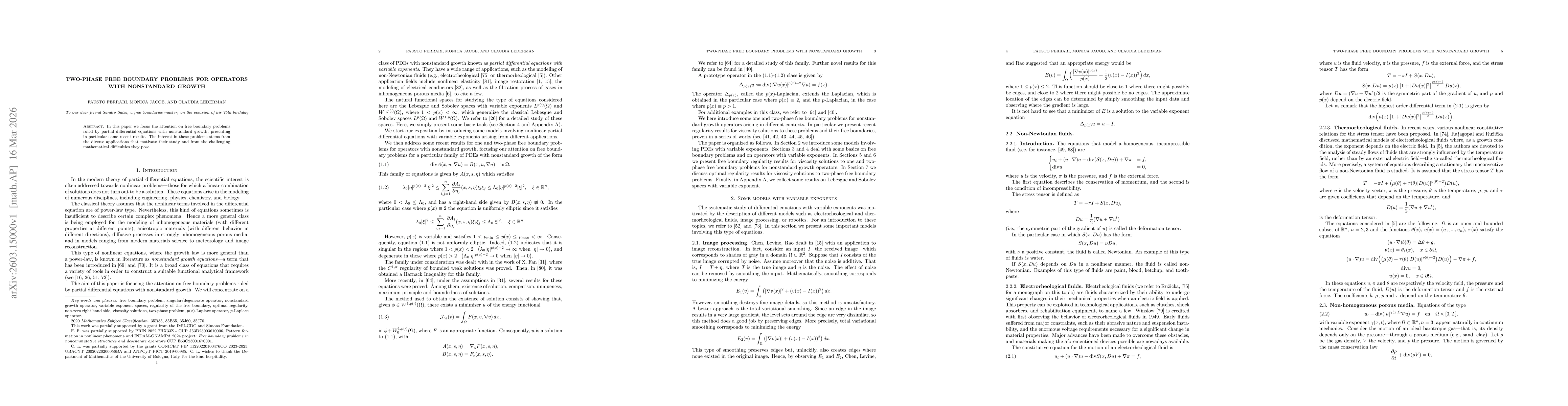 Thumbnail for Two-phase free boundary problems for operators with nonstandard growth
