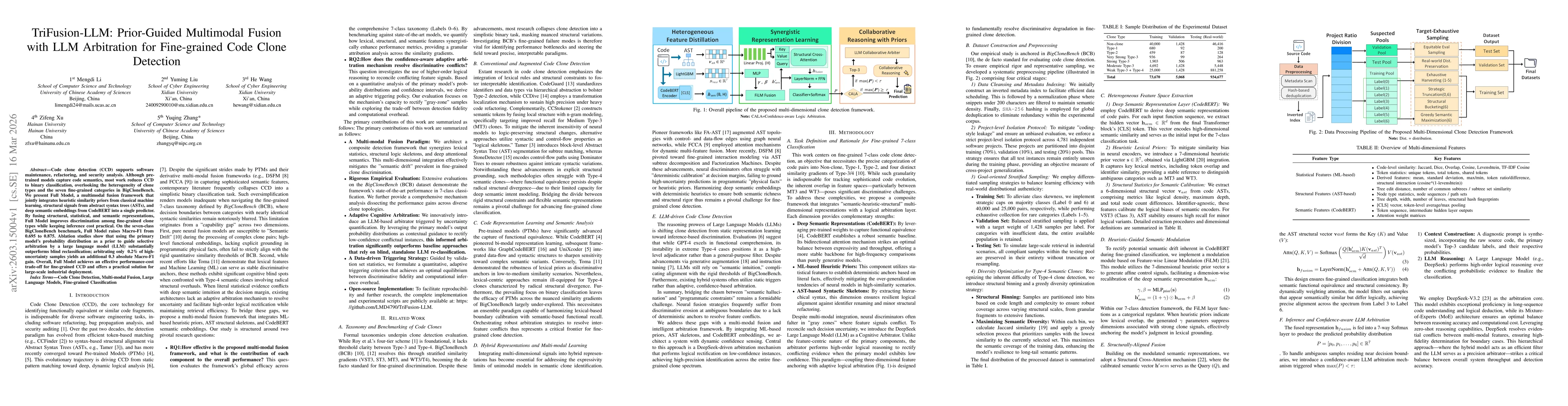 Thumbnail for TriFusion-LLM: Prior-Guided Multimodal Fusion with LLM Arbitration for Fine-grained Code Clone Detection