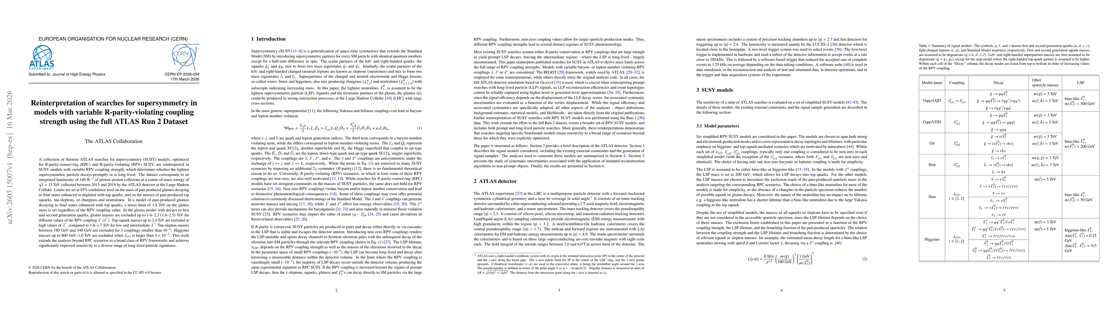 Thumbnail for Reinterpretation of searches for supersymmetry in models with variable R-parity-violating coupling strength using the full ATLAS Run 2 Dataset
