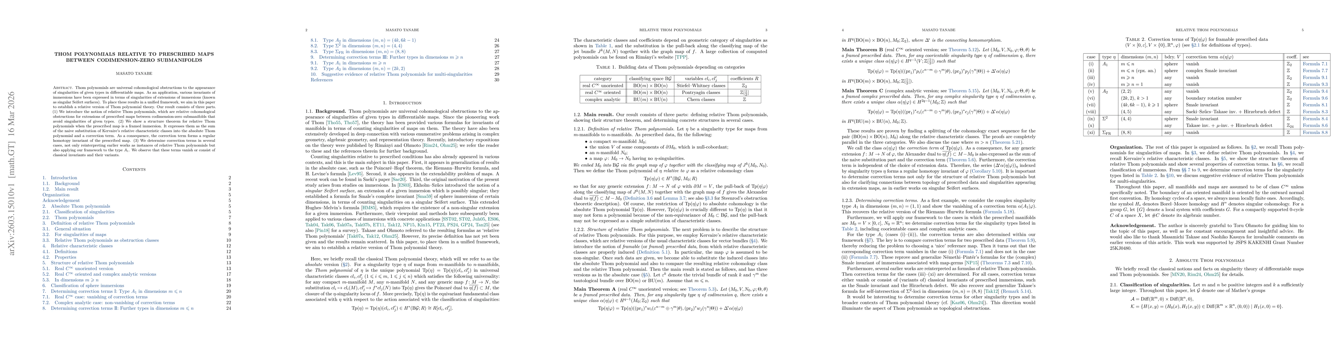 Thumbnail for Thom polynomials relative to prescribed maps between codimension-zero submanifolds