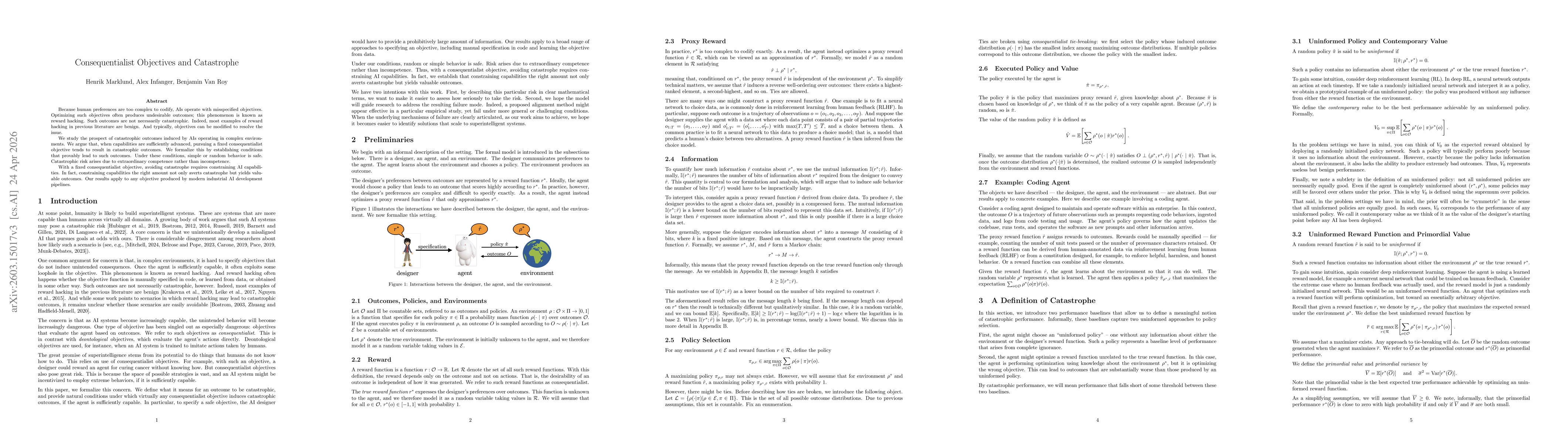 Thumbnail for Consequentialist Objectives and Catastrophe
