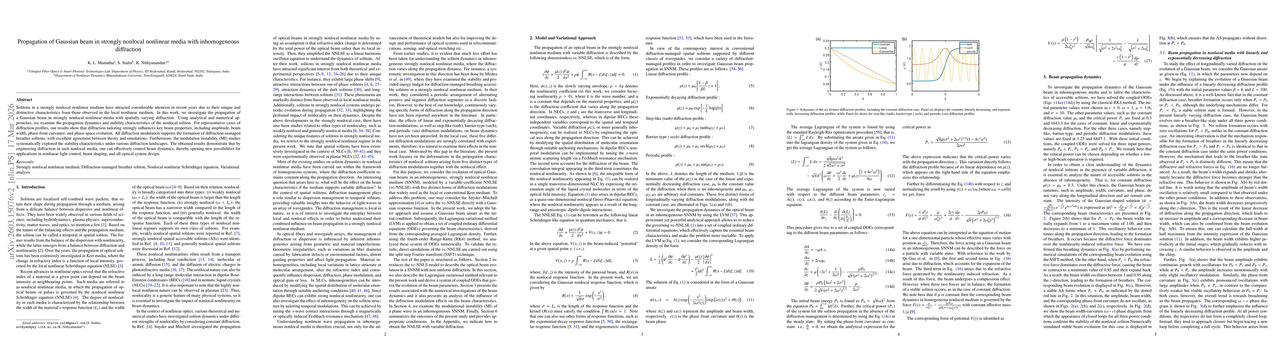 Thumbnail for Propagation of Gaussian beam in strongly nonlocal nonlinear media with inhomogeneous diffraction