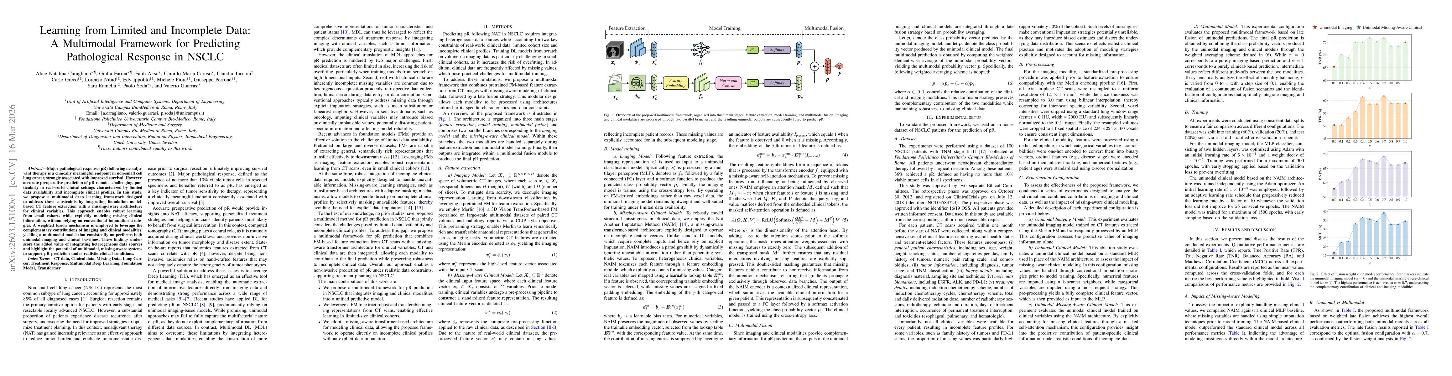 Thumbnail for Learning from Limited and Incomplete Data: A Multimodal Framework for Predicting Pathological Response in NSCLC