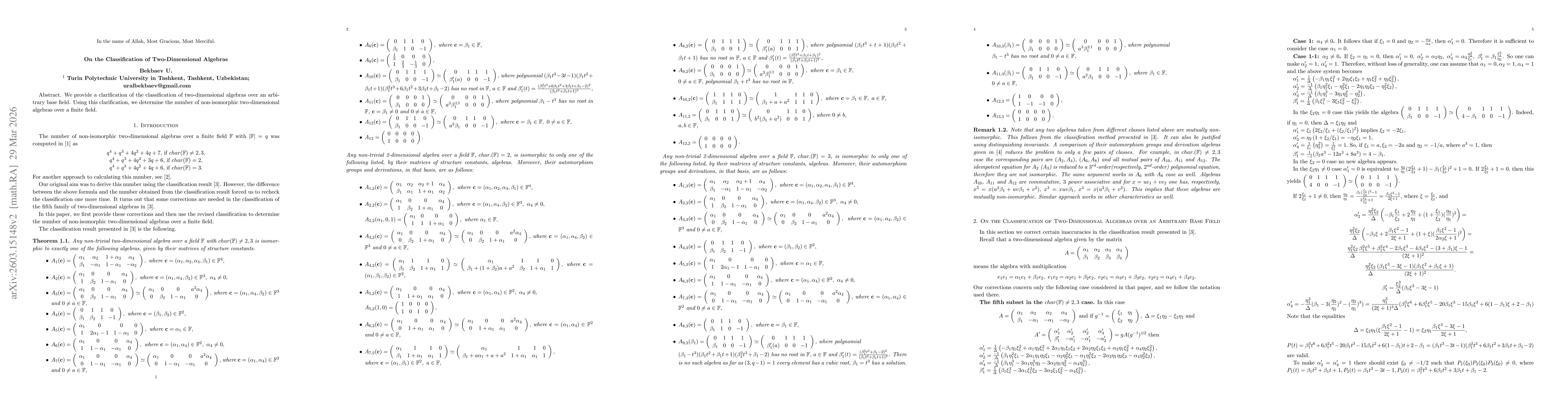 Thumbnail for On the Classification of Two-Dimensional Algebras