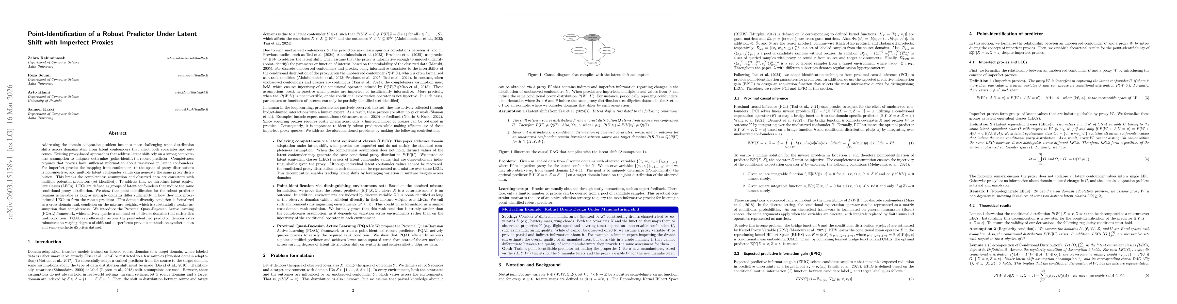 Thumbnail for Point-Identification of a Robust Predictor Under Latent Shift with Imperfect Proxies