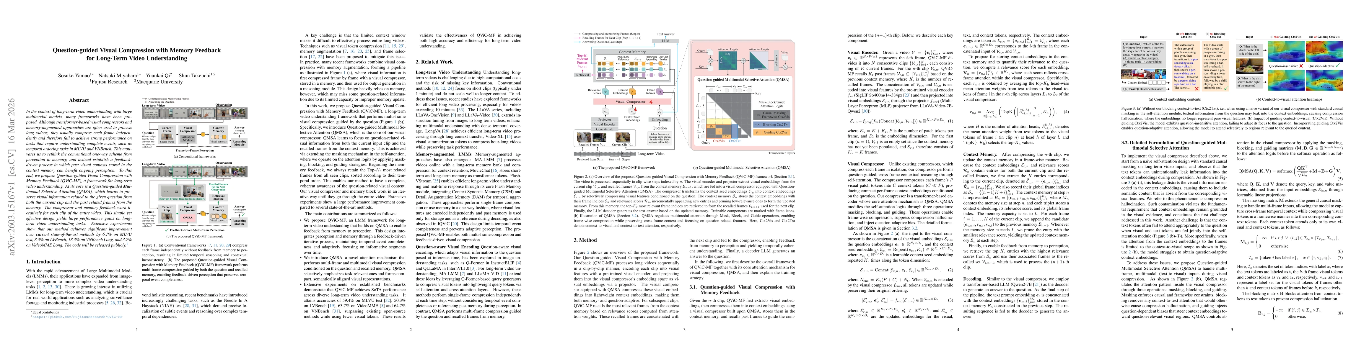 Thumbnail for Question-guided Visual Compression with Memory Feedback for Long-Term Video Understanding