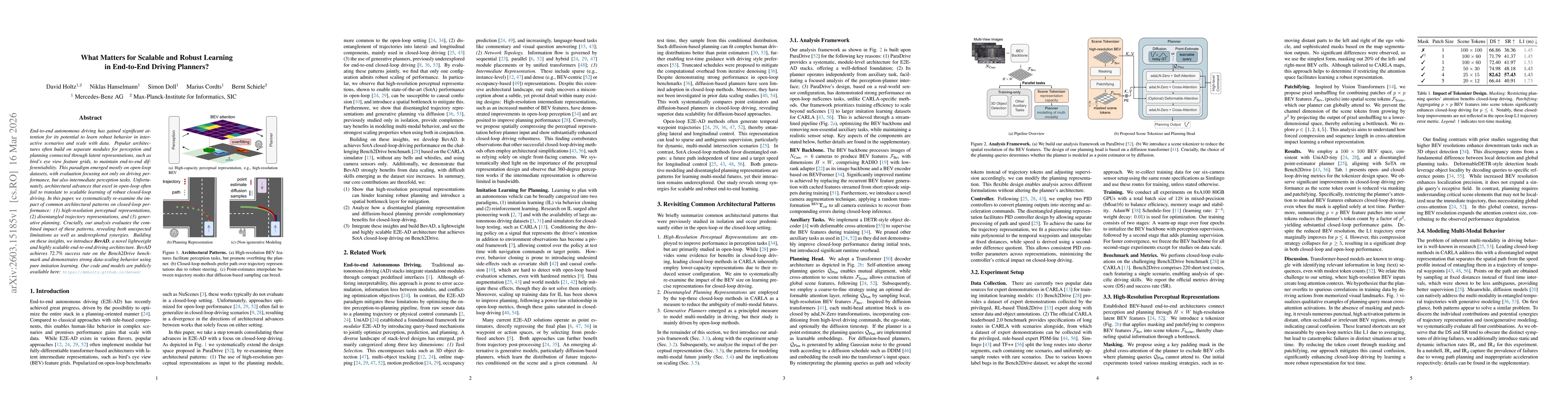 Thumbnail for What Matters for Scalable and Robust Learning in End-to-End Driving Planners?