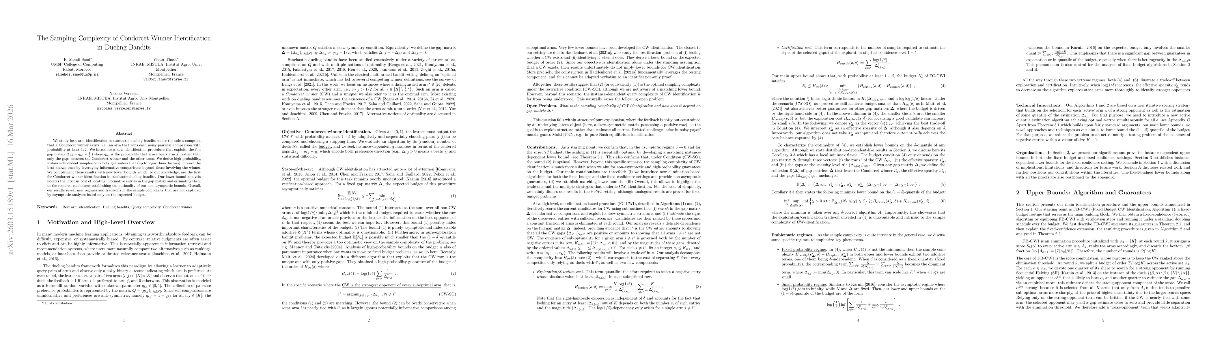 Thumbnail for The Sampling Complexity of Condorcet Winner Identification in Dueling Bandits