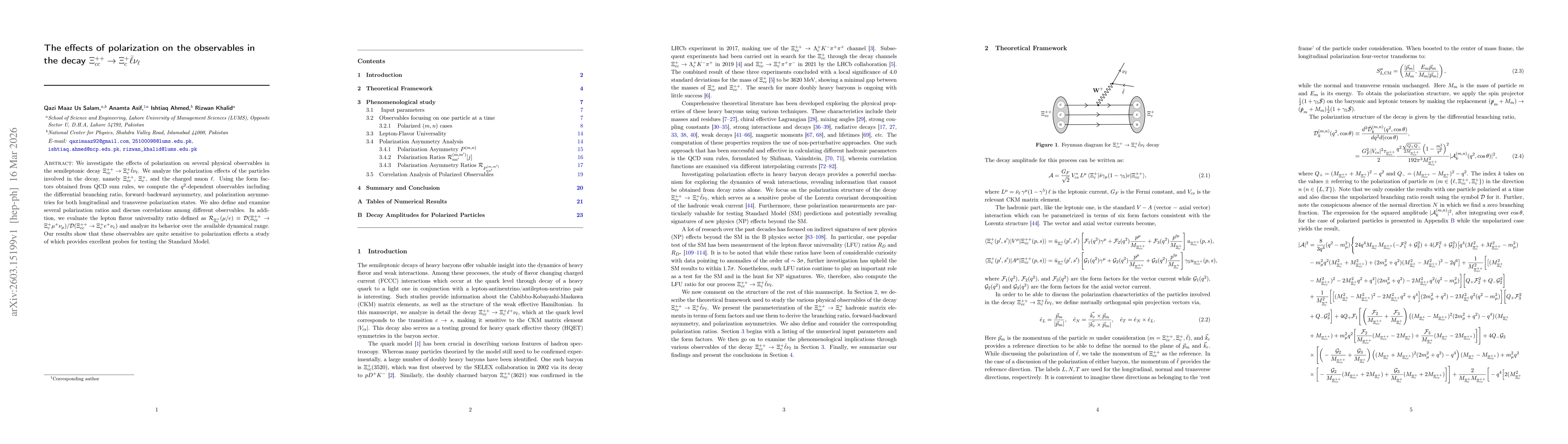 Thumbnail for The effects of polarization on the observables in the decay $Ξ_{cc}^{++} \rightarrow Ξ_{c}^{+} \bar{\ell}ν_{\ell}$