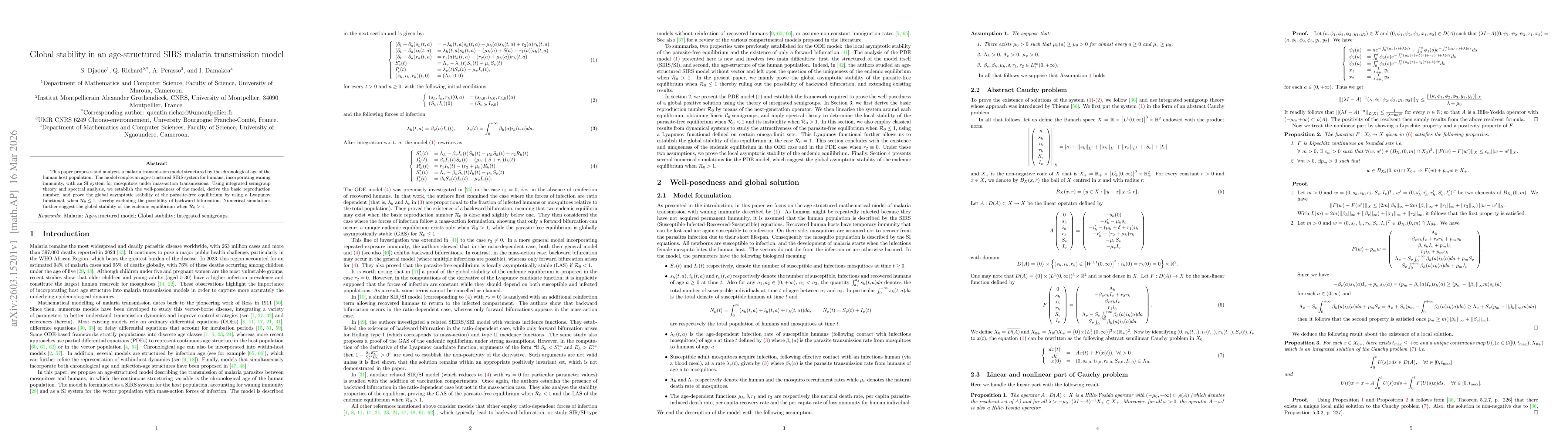 Thumbnail for Global stability in an age-structured SIRS malaria transmission model