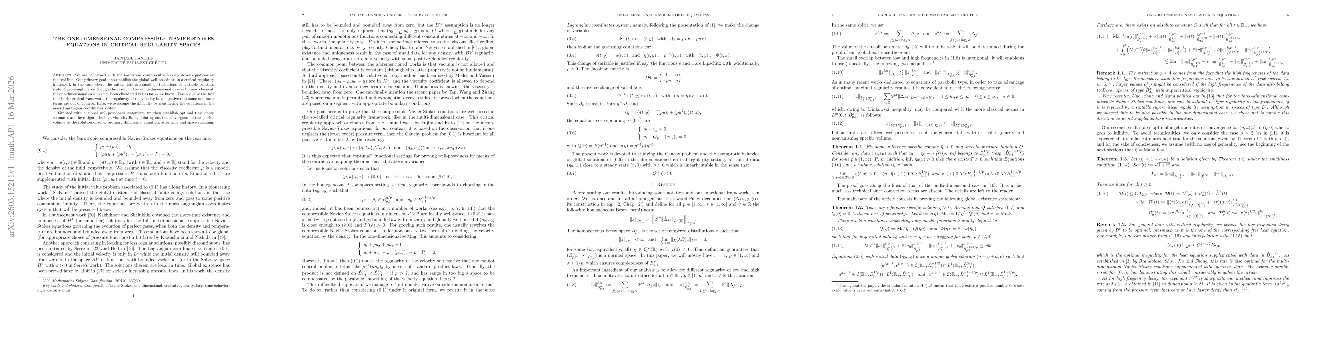 Thumbnail for The one-dimensional compressible Navier-Stokes equations in critical regularity spaces
