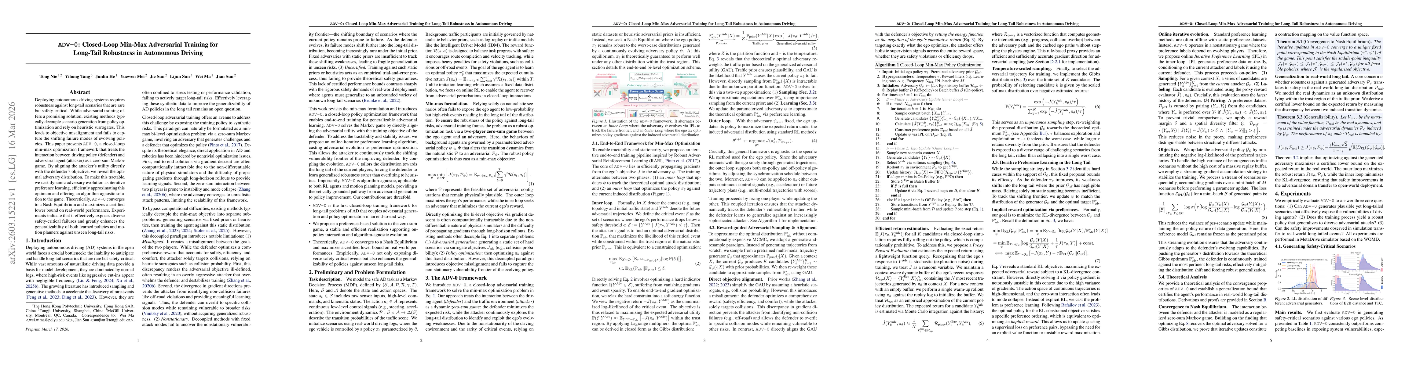 Thumbnail for ADV-0: Closed-Loop Min-Max Adversarial Training for Long-Tail Robustness in Autonomous Driving