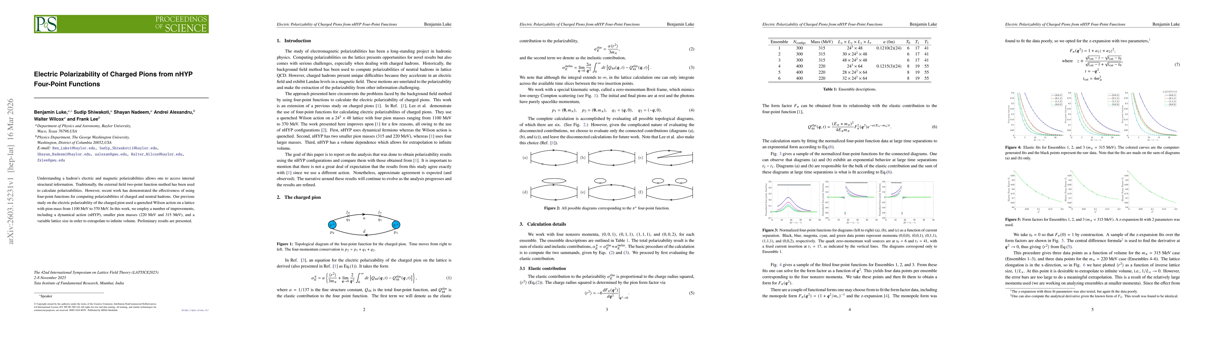 Thumbnail for Electric Polarizability of Charged Pions from nHYP Four-Point Functions