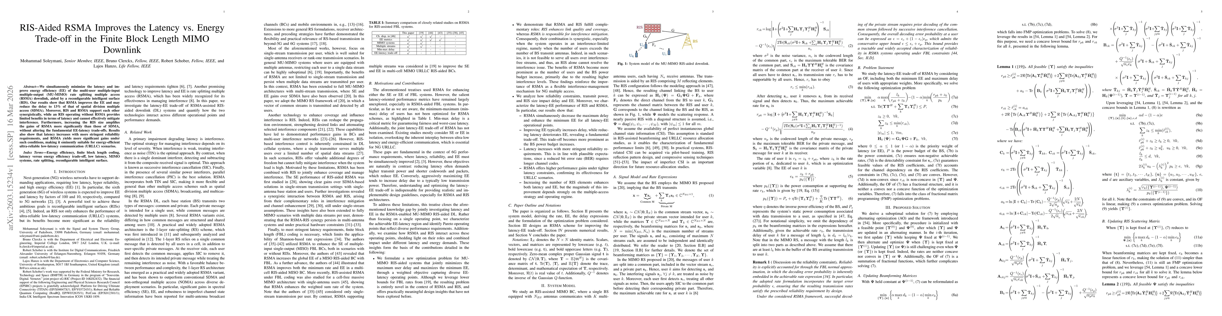 Thumbnail for RIS-Aided RSMA Improves the Latency vs. Energy Trade-off in the Finite Block Length MIMO Downlink