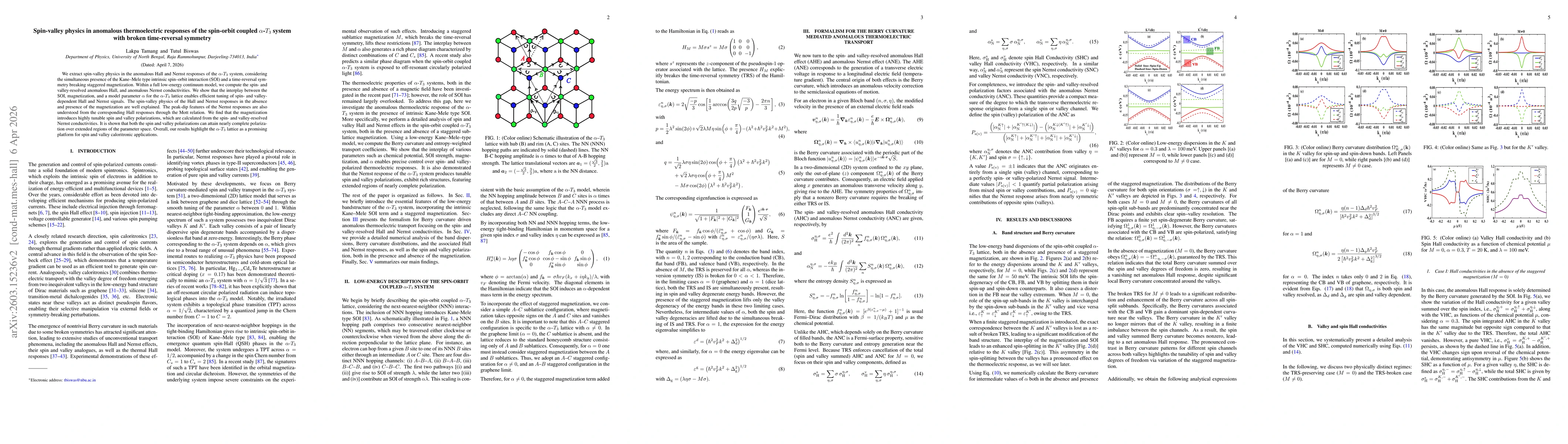 Thumbnail for Spin-valley physics in anomalous thermoelectric responses of the spin-orbit coupled $α$-$T_3$ system with broken time-reversal symmetry