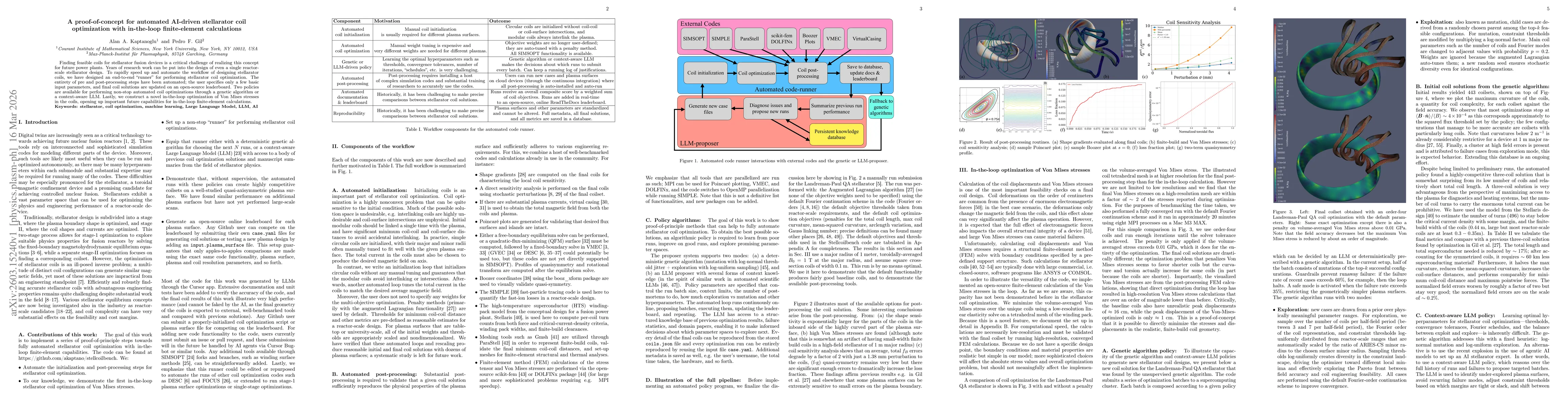 Thumbnail for A proof-of-concept for automated AI-driven stellarator coil optimization with in-the-loop finite-element calculations
