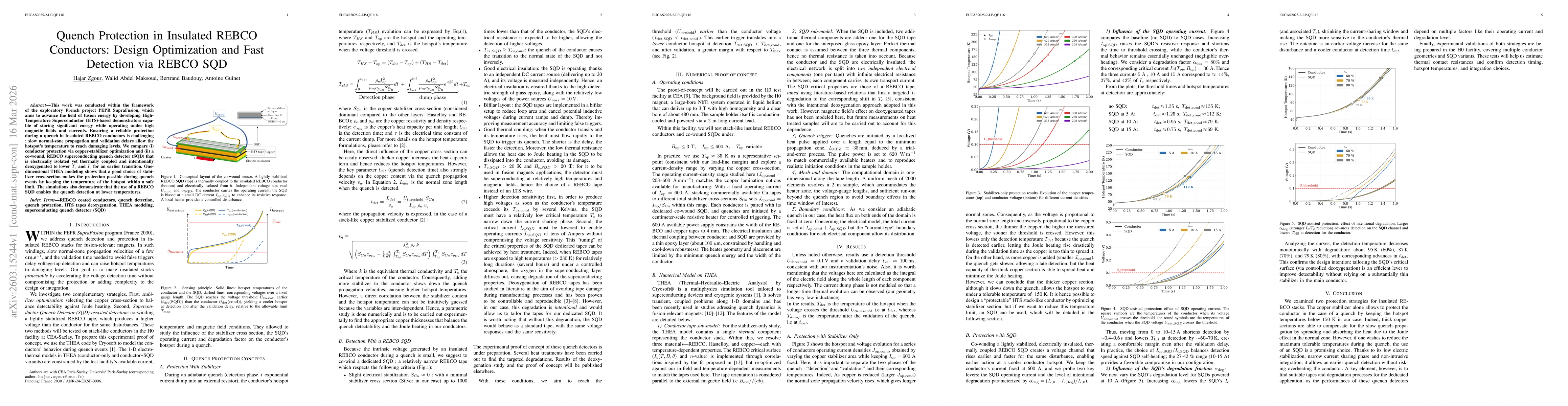 Thumbnail for Quench Protection in Insulated REBCO Conductors: Design Optimization and Fast Detection via REBCO SQD