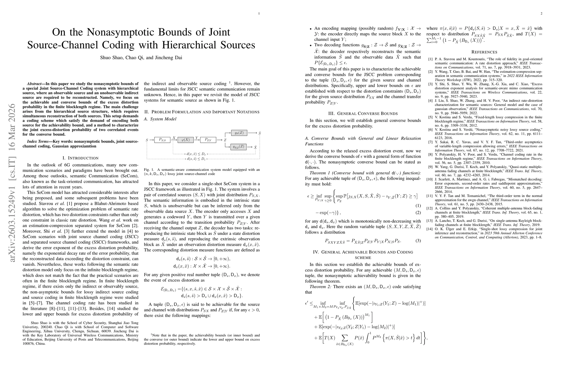 Thumbnail for On the Nonasymptotic Bounds of Joint Source-Channel Coding with Hierarchical Sources