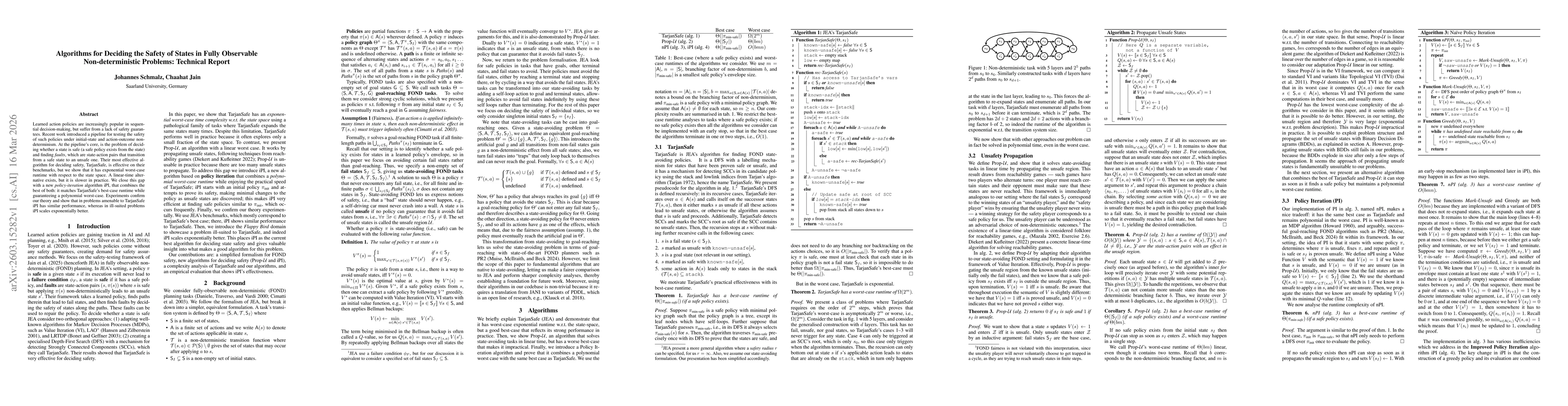 Thumbnail for Algorithms for Deciding the Safety of States in Fully Observable Non-deterministic Problems: Technical Report